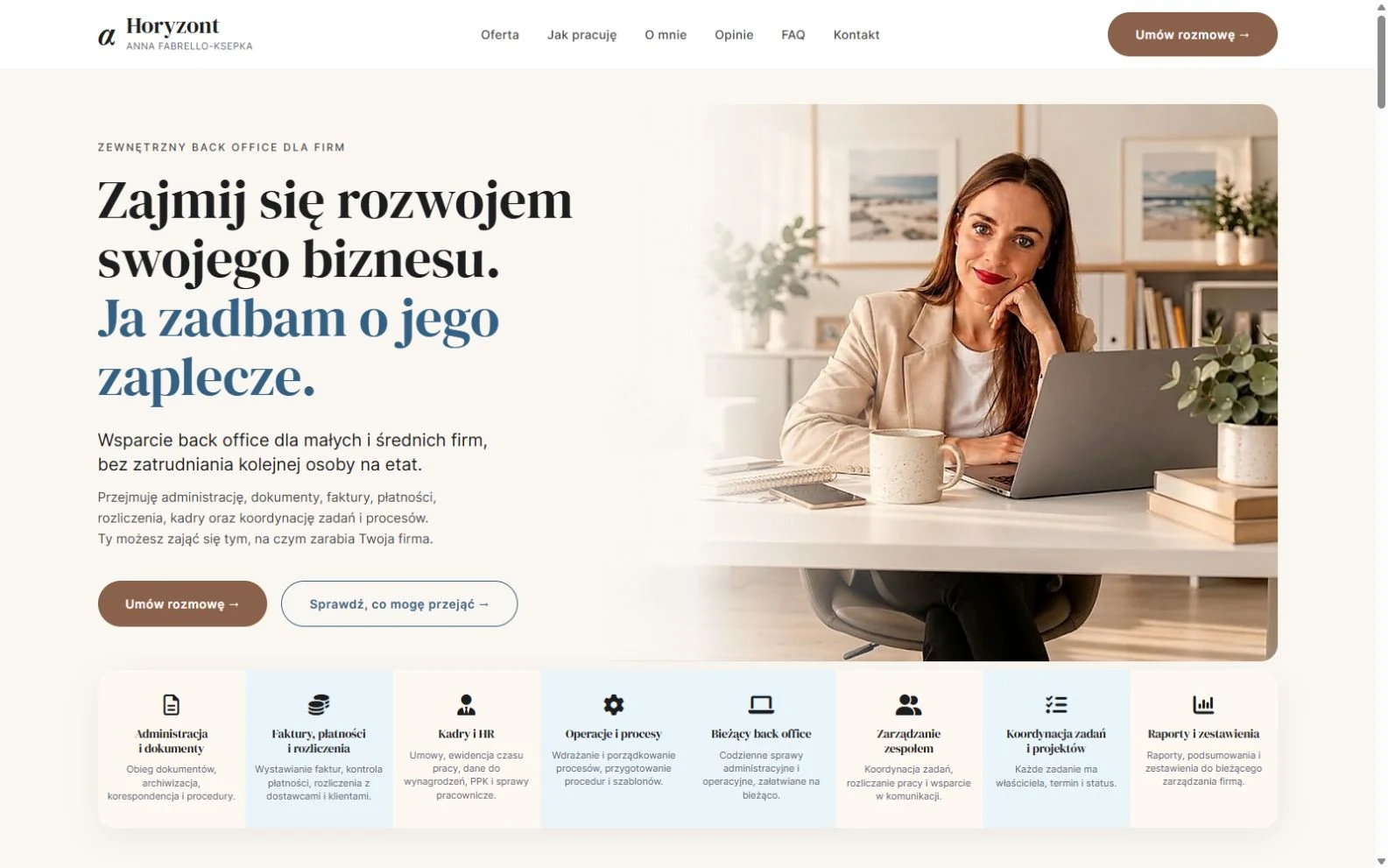 Horyzont — rzeczywisty widok strony na komputerze